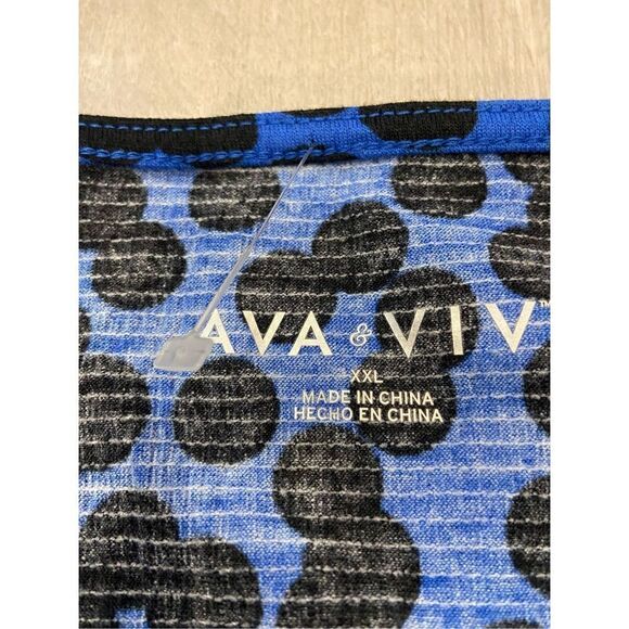 AVA & VIV plus size black and royal blue polkadot, dress size 2X - Picture 11 of 12